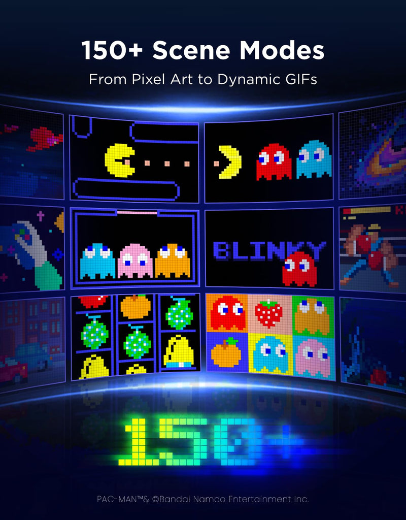 Govee x PAC-MAN Gaming Pixel Light, RGBIC LED Panel with Real-time Info Display, 150+ Scene Modes & DIY Options, Smart Pixel Lights (Wi-Fi Only), Works with Alexa, Game Room Decor, 52x32 Pixels