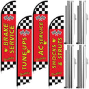 Auto Repair Shop Feather Flag Kits Set Feather Flag Pole Kit 12ft for Business Advertisement, Includes 4 Feather Flags, 4 Stainless Steel Flag Pole and 4 Ground Spikes HunnmingRe 4 Set