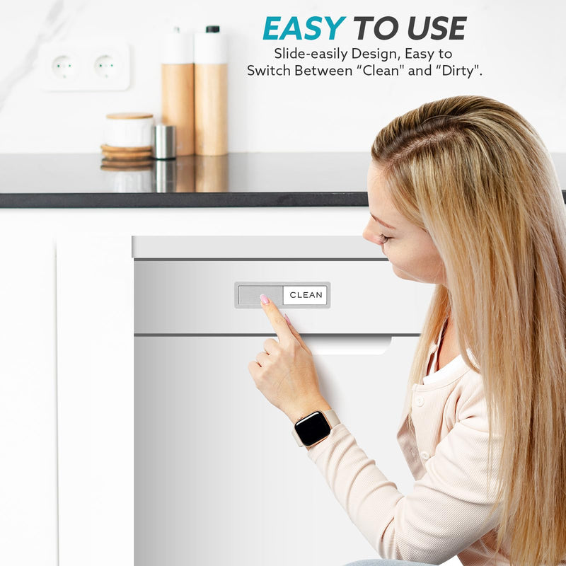 Rimaaiae Dishwasher Magnet Clean Dirty Sign, Strong Magnet Non-Scratch Clean Dirty Magnet for Dishwasher, Easy to Read & Slide