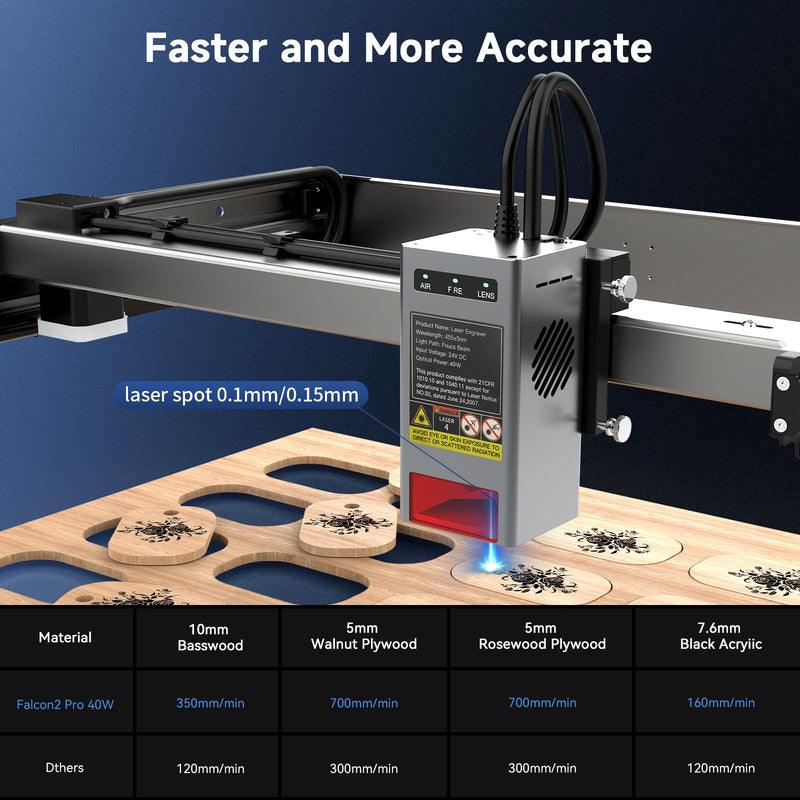 Creality Laser Engraver Enclosed, Falcon2 Pro 60W Output Laser Engraving Machine, 25000mm/min Speed Laser Cutter with Air Assist, Auto Fan, Camera Positioning for Wood and Metal