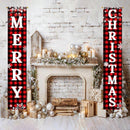 Christmas Decorations Outdoor Yard Front Porch Sign Set, Ivenf, Red Black Buffalo Plaid Door Banner, Hanging Merry Christmas Decorations for Home, Indoor Outdoor Xmas Decor Wall Front Door Yard Garage