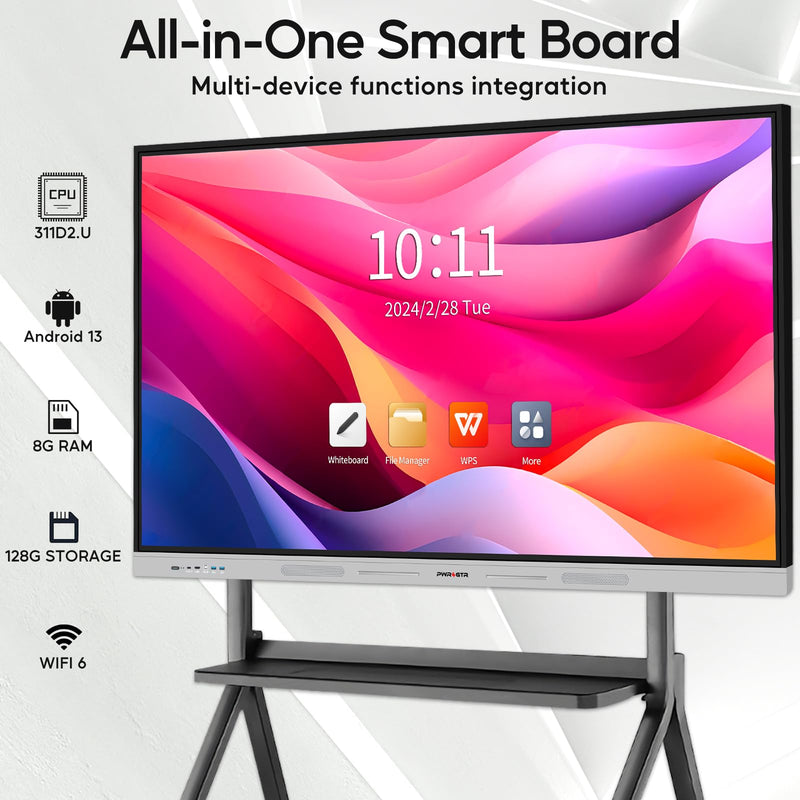 PWR4GTR 75 Inch Interactive Whiteboard Set (Board+Wall Mount+Movable Stand+Wireless Display Adapter)