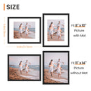 11x14 Picture Frame, Display Pictures upsimples 8x10 with Mat or 11x14 Without Mat, Wall Hanging Photo Frame, Black, 1 Pack