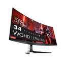 Alienware AW3423DW Curved Gaming Monitor 34.18 inch Quantom Dot-OLED 1800R Display, 3440x1440 Pixels at 175Hz, True 0.1ms Gray-to-Gray, 1M:1 Contrast Ratio, 1.07 Billions Colors - Lunar Light