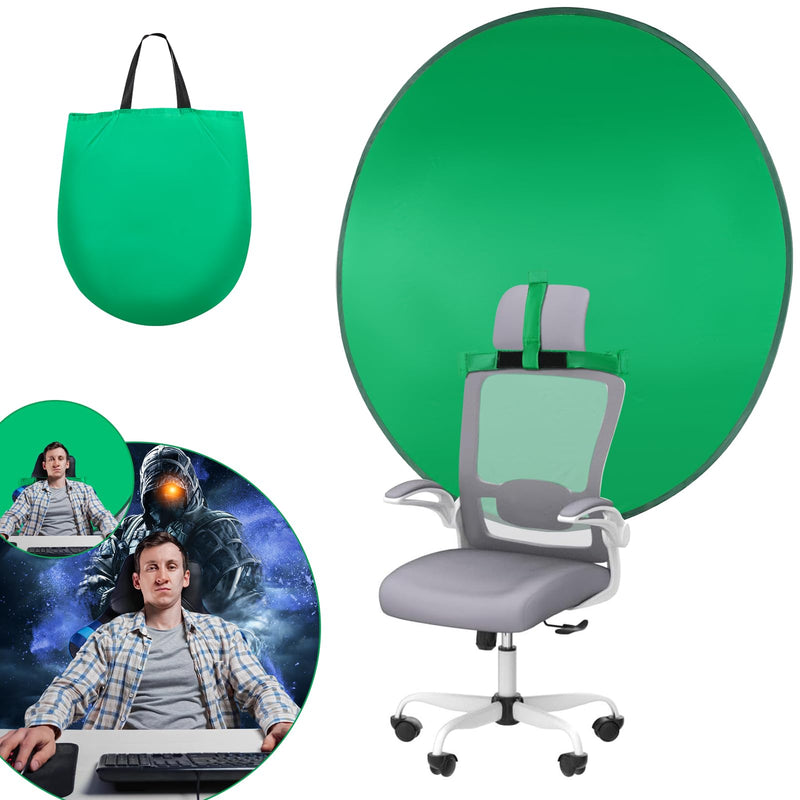 Green Screen Chair,56 IN Collapsible Green Screen Backdrop Kit,Pop Up Green Screen for Streaming with Storage Bag，Portable Greenscreen Backdrop for Photography,Gaming,Streaming,Zoom Meeting and Gaming