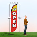 Grand Opening Banner Flags - Now Open Feather Banner Flag Pole Kit - Feather Flag Feather Flag 12 Feet Tall Advertising Flag Banner with Fiberglass Pole Kit and Ground Spike for Business Promotion - Grand Opening Flags - Now Open Red & Yellow (10M1200030)