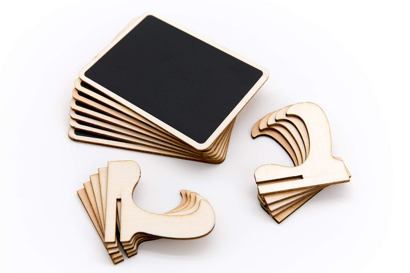 DSTELIN 10 Pack Mini Chalkboards Signs with Easel Stand, Small Rectangle Chalkboards Blackboard, Wood Place Cards for Weddings, Birthday Parties, Message Board Signs and Event Decoration