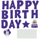 Happy Birthday Yard Signs with Stakes, 16 Inches Birthday Outdoor Lawn Signs, Jetec 18 Pieces, Birthday Cake Balloon Patio Decorations, garden Lawn Decorations for Birthday Party (Purple)