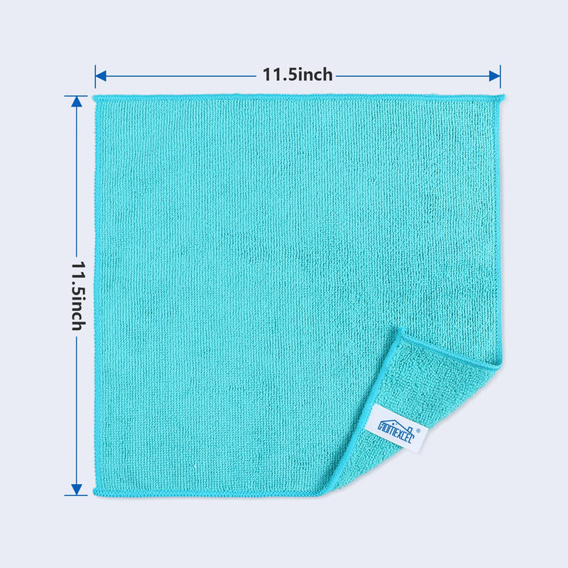 Microfiber Cleaning Cloth,12 Pack Cleaning Rag, Cleaning Towels with 4 Color Assorted, HOMEXCEL, 11.5"X11.5"(Green/Blue/Yellow/Pink)