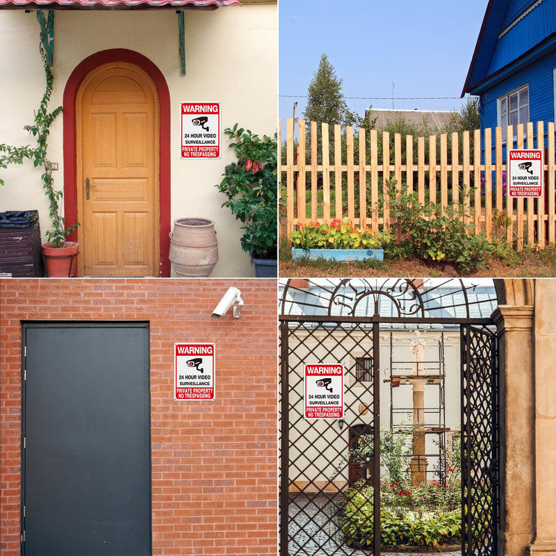 WOUSEDO 2-Pack Private Property No Trespassing Sign,Video Surveillance Signs Outdoor,Rust Free Aluminum 10 x7 Inches Security Camera Sign for Home,Business,CCTV,UV Protected & Waterproof