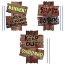 Halloween Decorations Beware Signs Yard Stakes Outdoor Creepy Assorted Warning Sign,Scary Zombie Theme Party Decor Supplies,3 Pieces,12 Inch x 9 Inch GABOSS