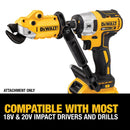 DEWALT Metal Shear/Cutter Drill Attachment, Impact Ready, 360 Degree Pivoting Head, Cuts 18GA Material (DWASHRIR)(Yellow, Black)