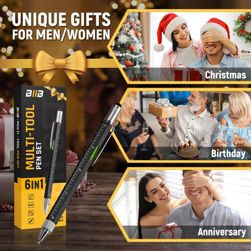 Multitool Pen, Mens Gifts for Christmas, BIIB Stocking Stuffers for Adults Men, Gifts for Men Unique Gifts for Dad Him Grandpa Husband, Dad Gifts for Men Who Have Everything, Gadgets Tools for Men