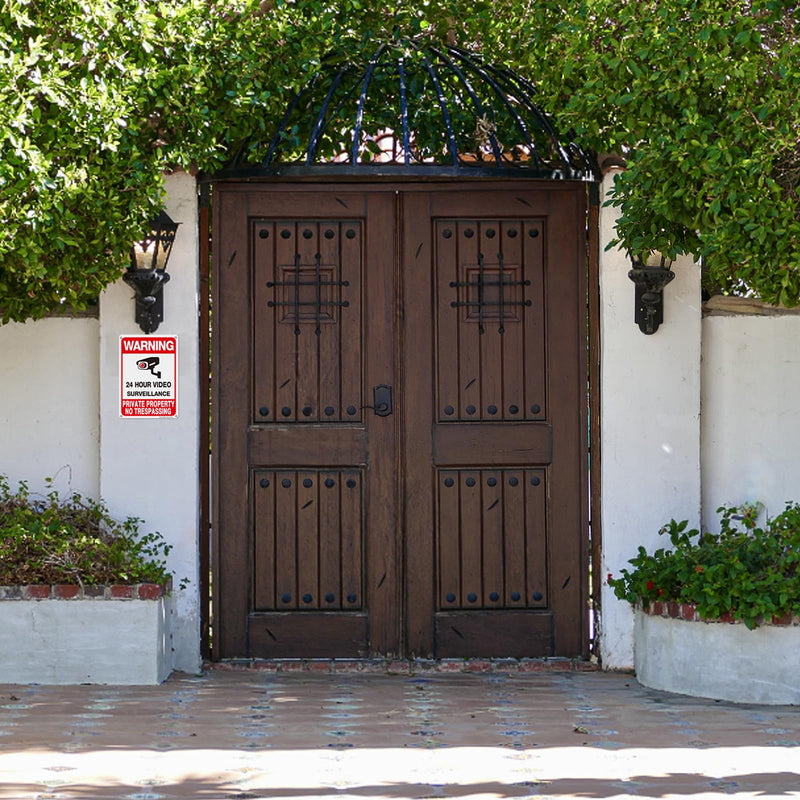 WOUSEDO 2-Pack Private Property No Trespassing Sign,Video Surveillance Signs Outdoor,Rust Free Aluminum 10 x7 Inches Security Camera Sign for Home,Business,CCTV,UV Protected & Waterproof