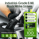 Inspire Black Nitrile Gloves HEAVY DUTY 6 Mil Nitrile Chemical Resistant Medical Cooking Cleaning Disposable Black Gloves (Black Nitrile Box Of 100, Large)
