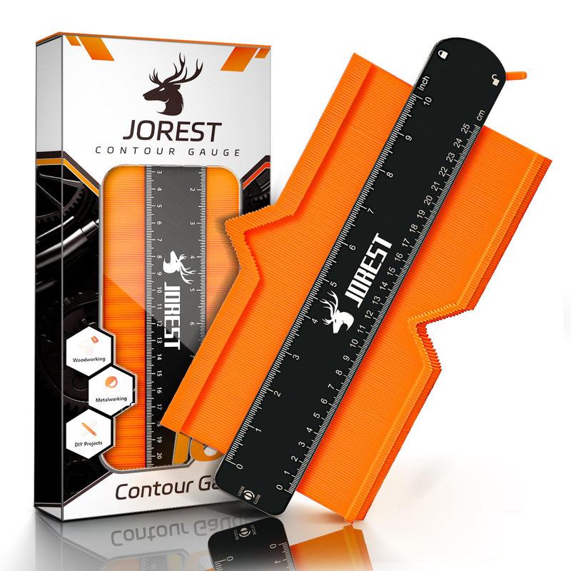 JOREST Contour Gauge with Lock (10 Inch), Gifts Ideas for Men Dad Carpenter Handyman, Profile Tool for Tile Flooring, Carpet laying, Woodworking, Measuring Angle/Shape/Outline/Edge