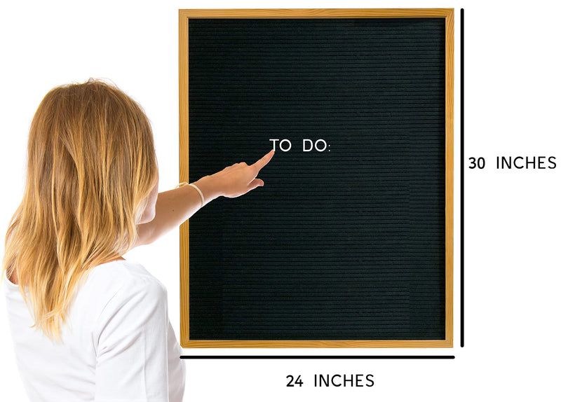 Extra Large MENU BOARD Letter Board 24x30 by Majestick Goods | Black Felt Giant Letter Board | Oak Frame Letterboard Menu for Restaurant w/Changeable Letters and Numbers Salon Price List Board (BN 2)