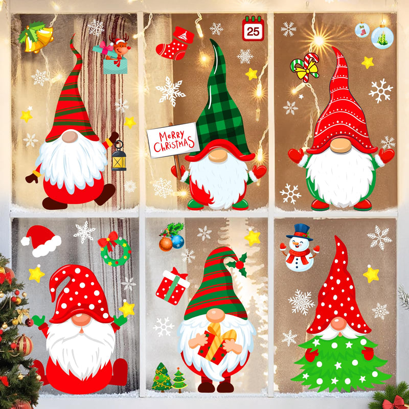 OCATO Christmas Window Clings Gnome Christmas Window Decorations Static Christmas Window Decals Window Stickers for Glass Windows Décor Gnome Christmas Decorations Ornaments Party Supplies 9 Sheets