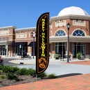 LookOurWay Feather Flag Pole Kit - 12 Feet Tall Advertising Flag Banner with Fiberglass Pole Kit and Ground Spike for Business Promotion - Halloween Flag - Happy Halloween (10M1200086)