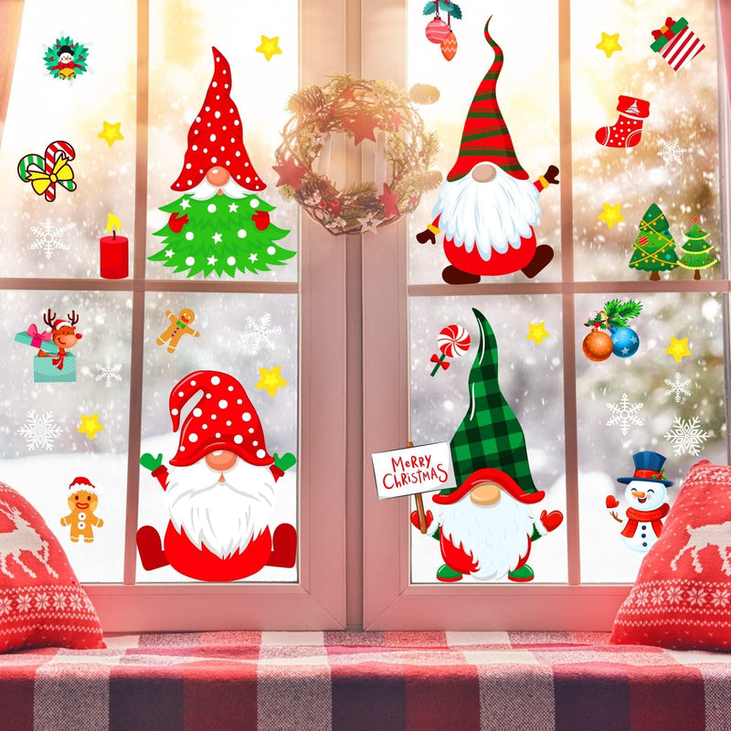 OCATO Christmas Window Clings Gnome Christmas Window Decorations Static Christmas Window Decals Window Stickers for Glass Windows Décor Gnome Christmas Decorations Ornaments Party Supplies 9 Sheets