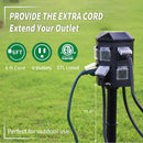 Outdoor Power Stake Timer, 100FT Range Remote Control, TiFFCOFiO, Dusk to Dawn Sensor Light Timer, 6FT Extension Cord Waterproof, 6 Grounded Outlets for Outdoor Decorations, ETL Listed Tiffcofio