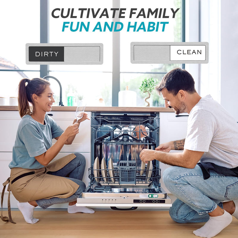 Rimaaiae Dishwasher Magnet Clean Dirty Sign, Strong Magnet Non-Scratch Clean Dirty Magnet for Dishwasher, Easy to Read & Slide