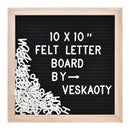 Felt Letter Board with 294 Letters, Numbers & Symbols - 10 x 10 inch Changeable Message Board with Wooden Frame Wall Mount Hook, Black & Wood