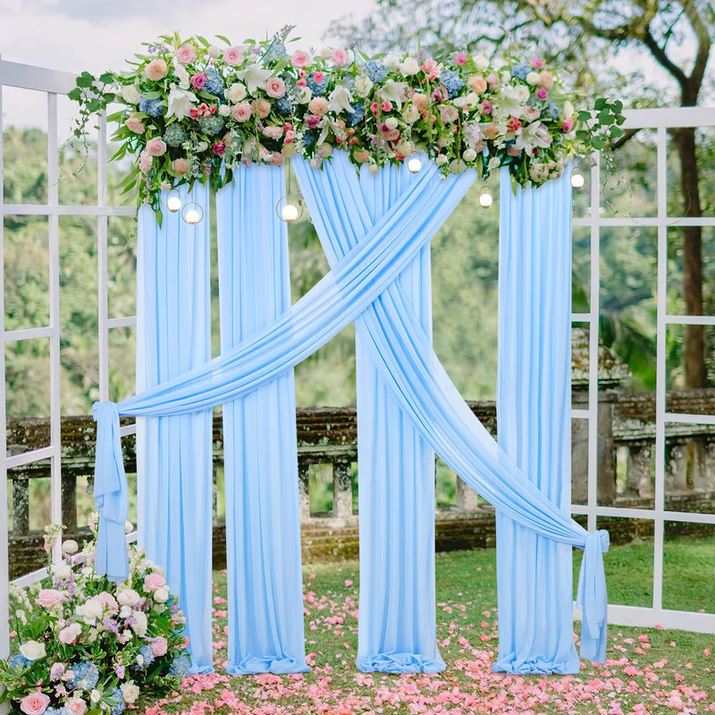 Chiffon Wedding Arch Draping Fabric Light Blue 6 Panels 6 Yards Long Romantic Curtain Backdrops for Baby Shower Party Decorations