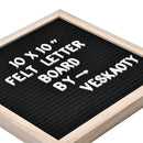 Felt Letter Board with 294 Letters, Numbers & Symbols - 10 x 10 inch Changeable Message Board with Wooden Frame Wall Mount Hook, Black & Wood