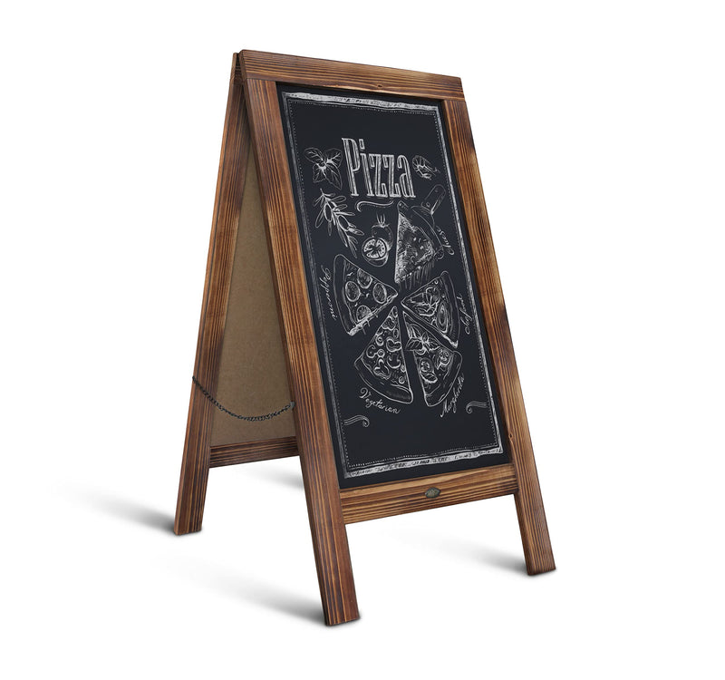 A Frame Chalkboard Solid Wood A-Frame Sign Rustic Brown Double-Sided Magnetic Boardby HBCY Creations: 40x20 Chalkboard Menu Board for Restaurants Cafés, Weddings - Heavy Duty Hinges