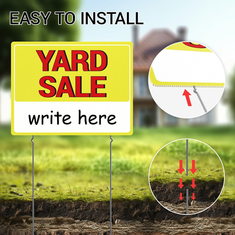 Yard Sale Sign, 17"*13" Yard Sale Signs with Stakes, 3PCS Waterproof Yard Sale Kit, MTCode Double Sided Yard Sale Signs with Directional Arrows