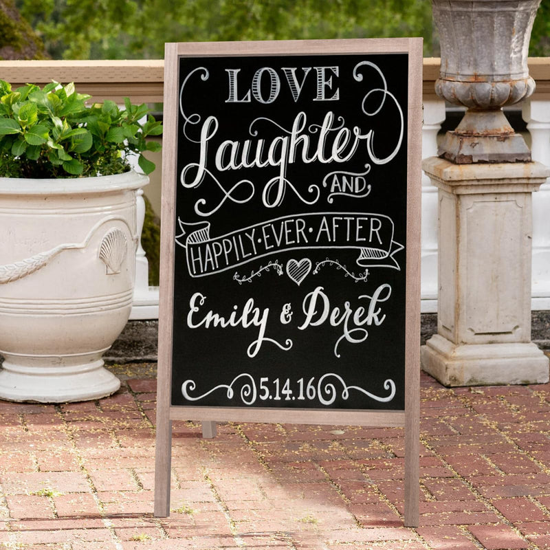 A Frame Wooden 40" x 22" Chalkboard, A Frame Rustic Chalkboard Sign Double-Sided Sidewalk Chalkboard Easel, Sturdy Sandwich Board for Restaurant, Business or Wedding (Grey)