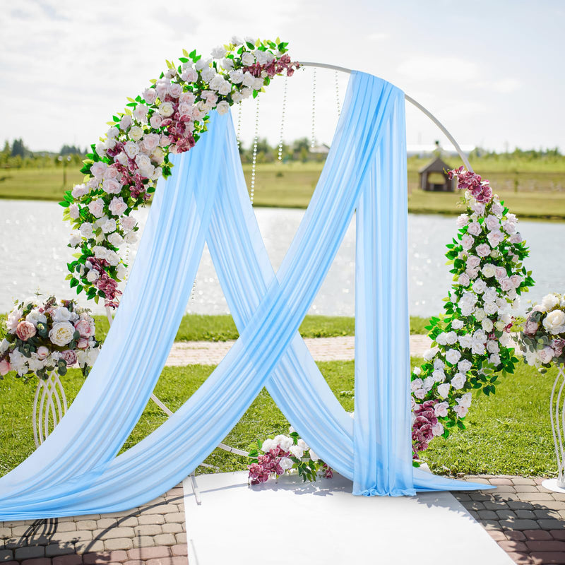 Chiffon Wedding Arch Draping Fabric Light Blue 6 Panels 6 Yards Long Romantic Curtain Backdrops for Baby Shower Party Decorations