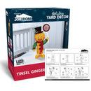 Christmas Gingerbread Man Tinsel Yard Light, JOIEDOMI 3FT, 50 Pre-Lit LED Warm White Lights with Metal Stakes for Indoor Outdoor Garden Holiday Decoration, Christmas Event, Christmas Eve Night Décor