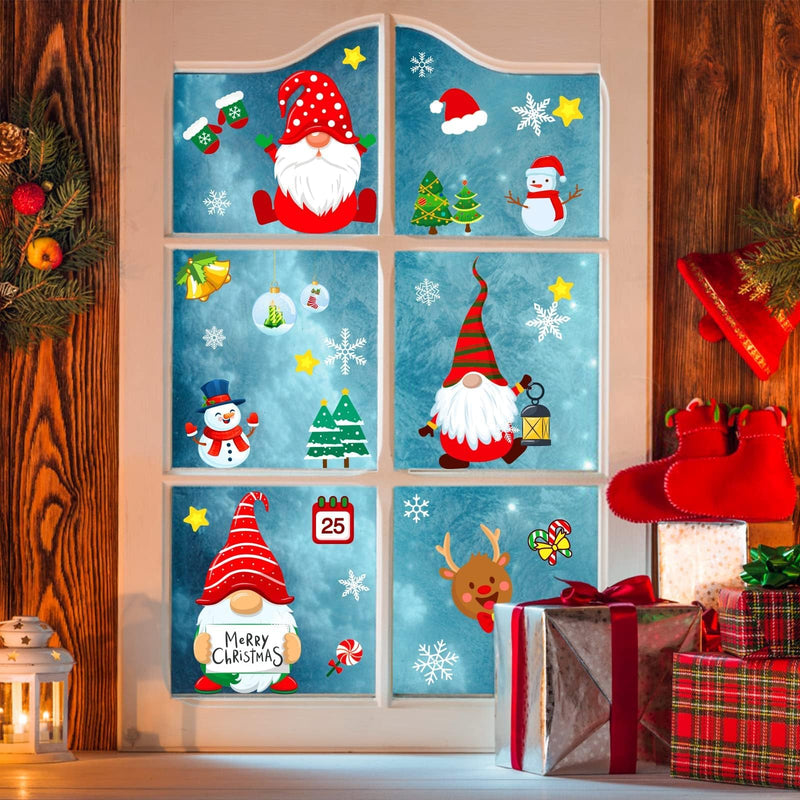 OCATO Christmas Window Clings Gnome Christmas Window Decorations Static Christmas Window Decals Window Stickers for Glass Windows Décor Gnome Christmas Decorations Ornaments Party Supplies 9 Sheets