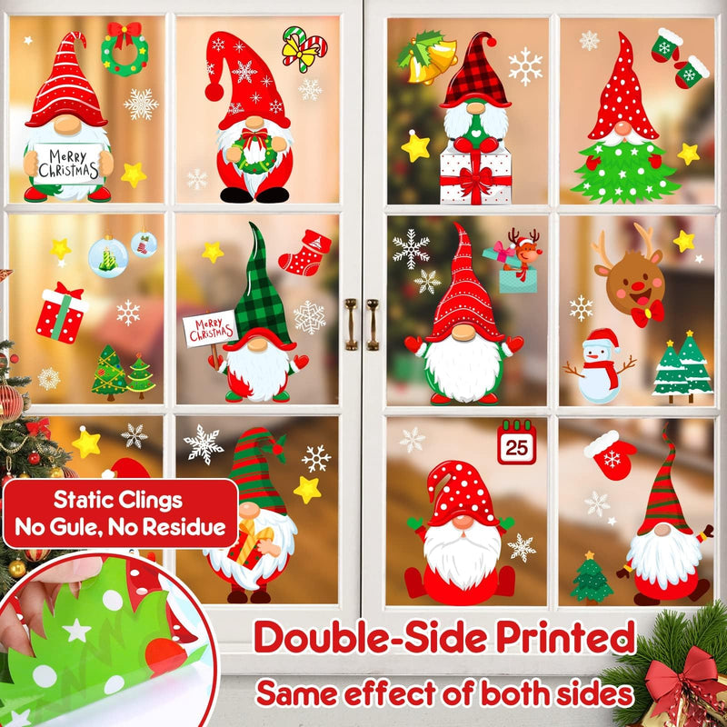 OCATO Christmas Window Clings Gnome Christmas Window Decorations Static Christmas Window Decals Window Stickers for Glass Windows Décor Gnome Christmas Decorations Ornaments Party Supplies 9 Sheets