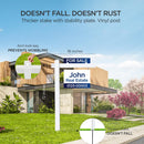 Vinyl PVC Real Estate Sign Posts 6 Feet Tall Realtor Sign Post for Open House and Home for Sale Signs with 36" Arm Holds up to 24" Real Estate Signs White Color Yard Sign Holder