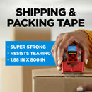 Scotch Heavy Duty Shipping Tape and Moving Packing Tape, Clear, Packing and Moving Supplies, 1.88 in. x 27.7 yd., 1 Tape Roll with Dispenser