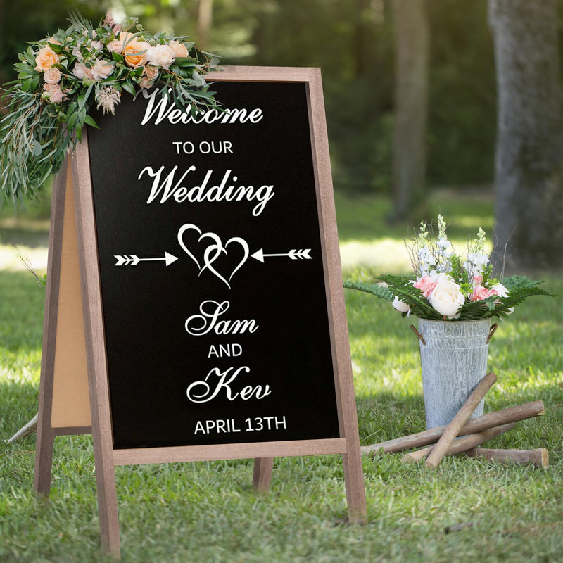 A Frame Wooden 40" x 22" Chalkboard, A Frame Rustic Chalkboard Sign Double-Sided Sidewalk Chalkboard Easel, Sturdy Sandwich Board for Restaurant, Business or Wedding (Grey)