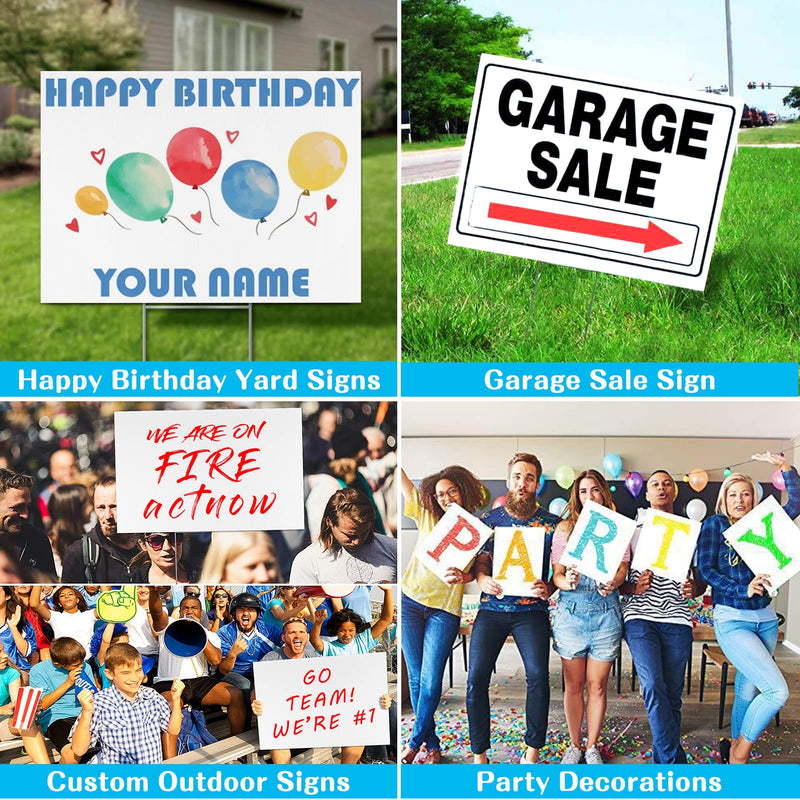 Blank Yard Signs with Stakes, Remiawy 6 Pack Lawn Signs Corrugated Plastic 17x12 Inches Custom Double Sided for Yard Sale Sign Outdoor, Garage Sale, Open House, Estate Sale, Guidepost, Birthday Party