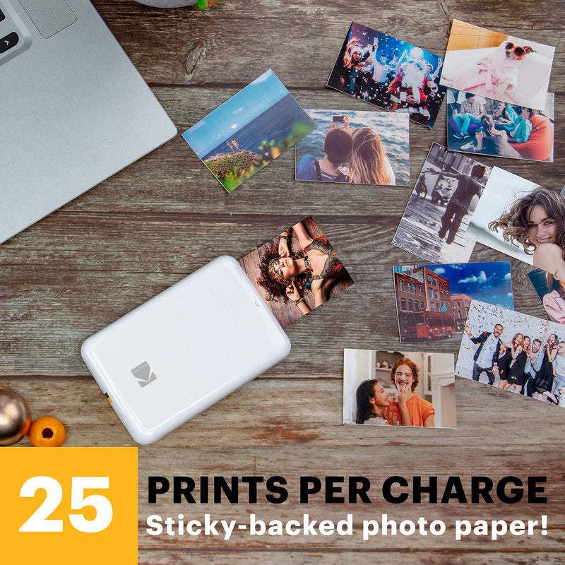 KODAK Step Instant Smartphone Photo Printer - Portable Mini Color Wireless Mobile Printer - Zink 2x3” Sticky-Back Photos - Bluetooth Compatible with iOS & Android Devices - Fun Editing App - White