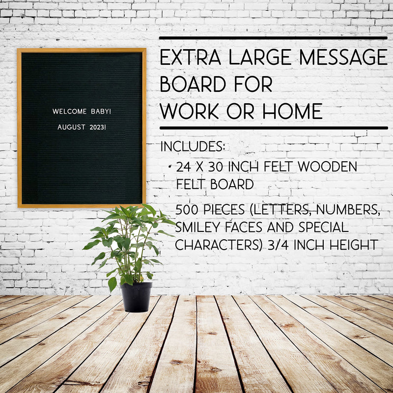 Extra Large MENU BOARD Letter Board 24x30 by Majestick Goods | Black Felt Giant Letter Board | Oak Frame Letterboard Menu for Restaurant w/Changeable Letters and Numbers Salon Price List Board (BN 2)