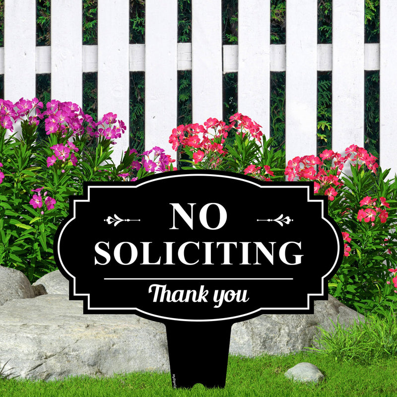 No Soliciting Sign for House, No soliciting yard Sign, 13"x13", Heavy Duty Integrated Ground Stakes, Rust Free Aluminum Composite, Made in USA by My Sign center…