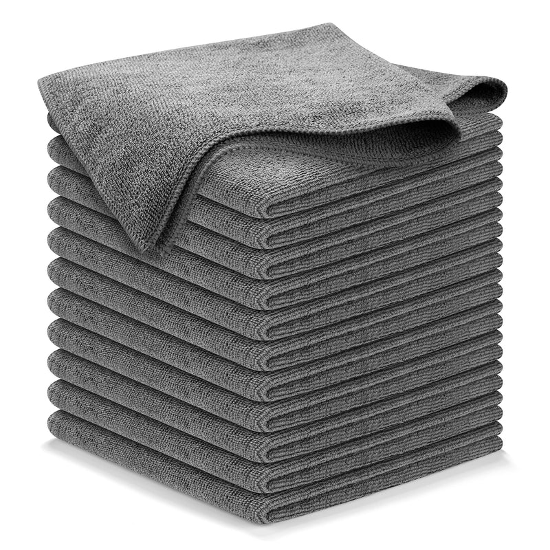 Microfiber Cleaning Cloth Grey - 12 Pcs (12.5"x12.5") USANOOKS - High Performance - 1200 Washes, Ultra Absorbent Microfiber Towel Weave Grime & Liquid for Streak-Free Mirror Shine - Car Washing Cloth