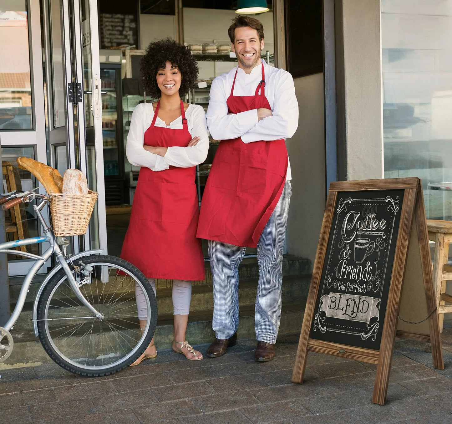 A Frame Chalkboard Solid Wood A - Frame Sign Rustic Brown Double - Sided Magnetic Boardby HBCY Creations: 40x20 Chalkboard Menu Board for Restaurants Cafés, Weddings - Heavy Duty Hinges - North State Signs & Printing
