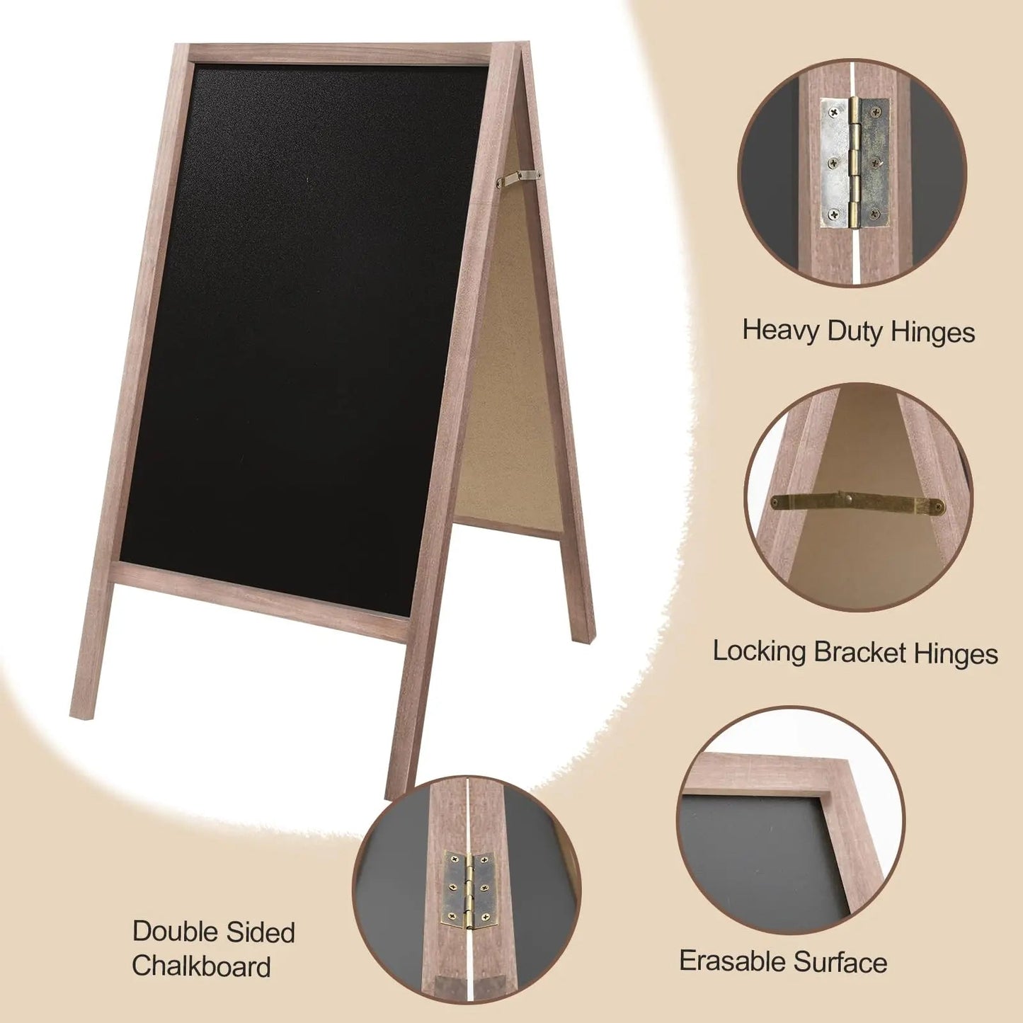 A Frame Wooden 40" x 22" Chalkboard, A Frame Rustic Chalkboard Sign Double - Sided Sidewalk Chalkboard Easel, Sturdy Sandwich Board for Restaurant, Business or Wedding (Grey) - North State Signs & Printing