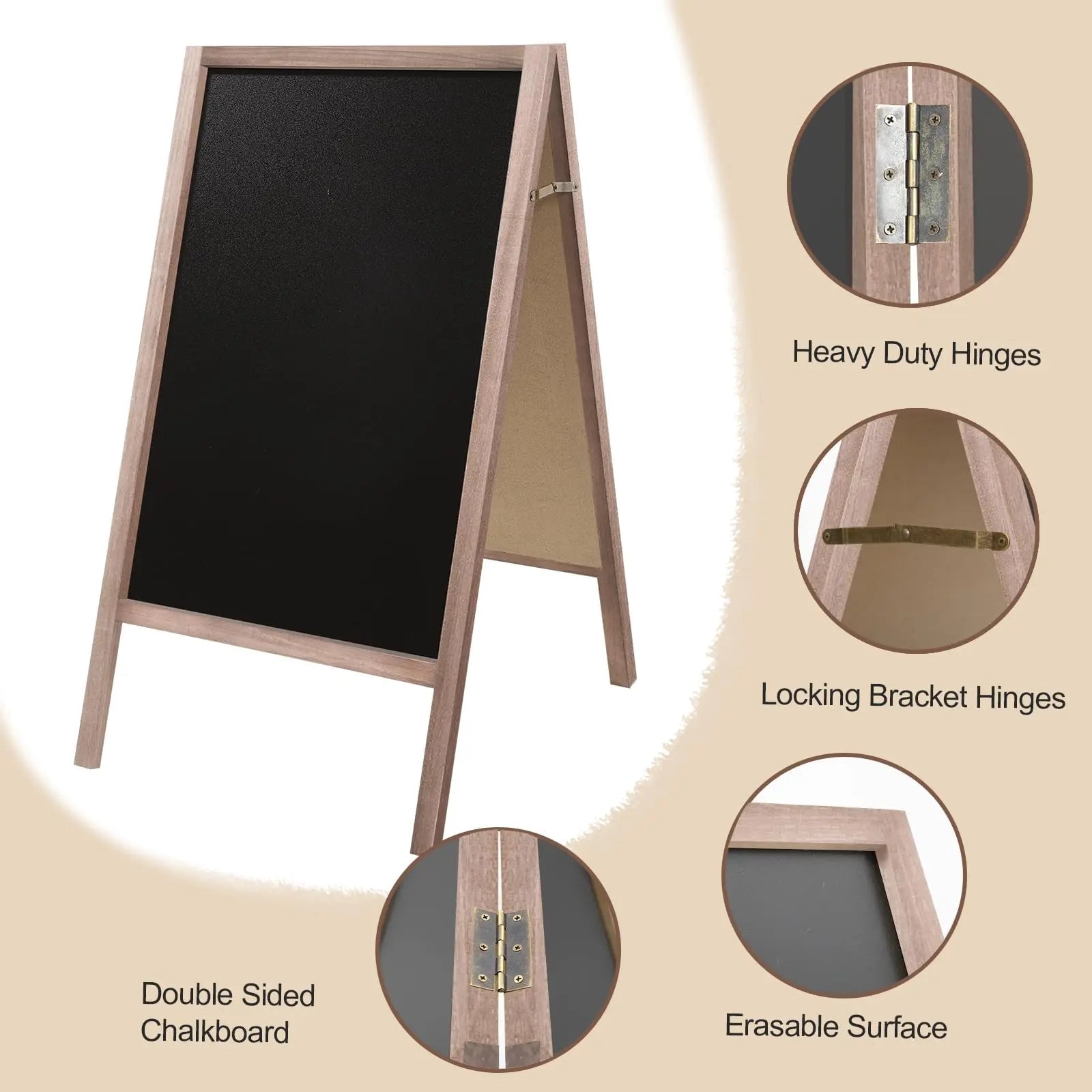 A Frame Wooden 40" x 22" Chalkboard, A Frame Rustic Chalkboard Sign Double - Sided Sidewalk Chalkboard Easel, Sturdy Sandwich Board for Restaurant, Business or Wedding (Grey) - North State Signs & Printing