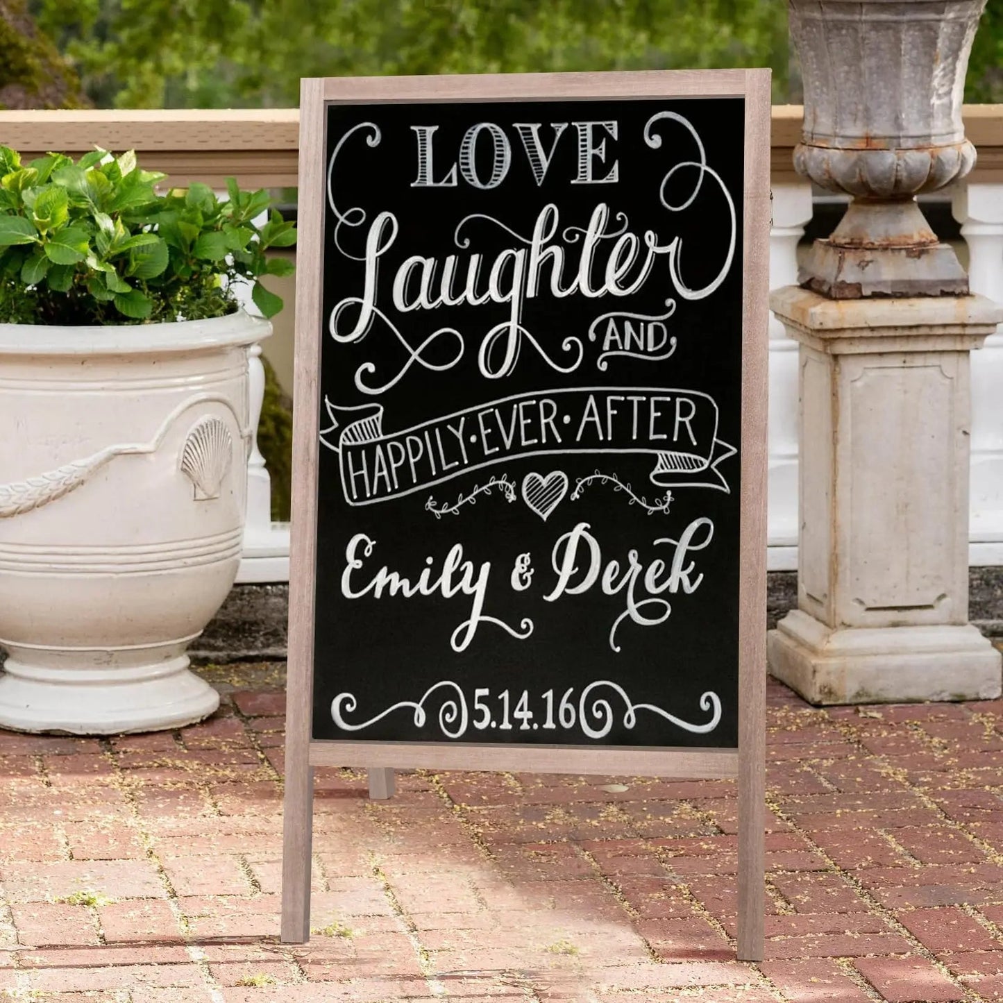 A Frame Wooden 40" x 22" Chalkboard, A Frame Rustic Chalkboard Sign Double - Sided Sidewalk Chalkboard Easel, Sturdy Sandwich Board for Restaurant, Business or Wedding (Grey) - North State Signs & Printing