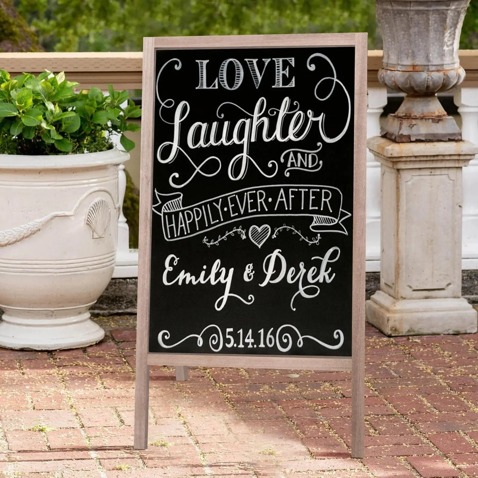 A Frame Wooden 40" x 22" Chalkboard, A Frame Rustic Chalkboard Sign Double - Sided Sidewalk Chalkboard Easel, Sturdy Sandwich Board for Restaurant, Business or Wedding (Grey) - North State Signs & Printing