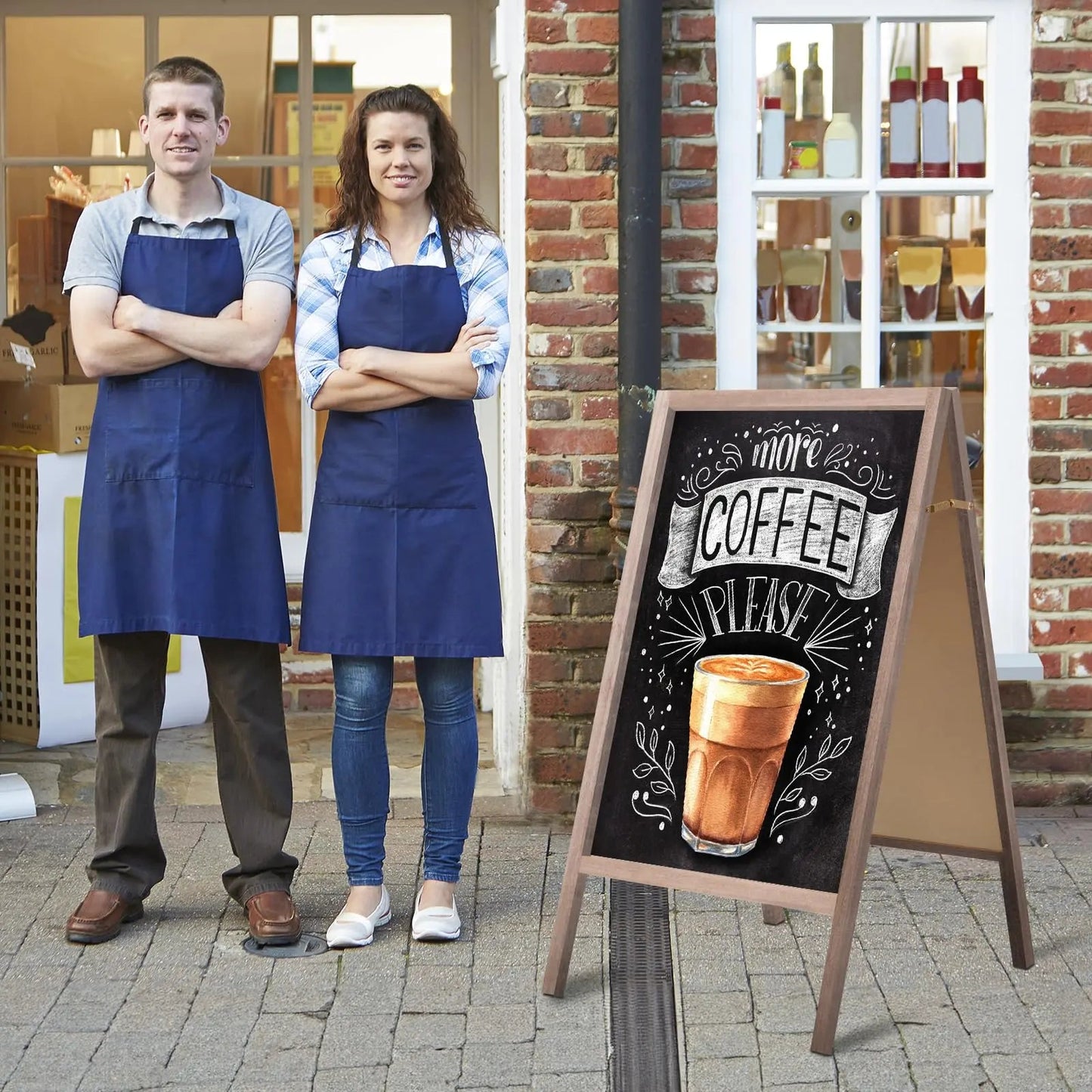 A Frame Wooden 40" x 22" Chalkboard, A Frame Rustic Chalkboard Sign Double - Sided Sidewalk Chalkboard Easel, Sturdy Sandwich Board for Restaurant, Business or Wedding (Grey) - North State Signs & Printing